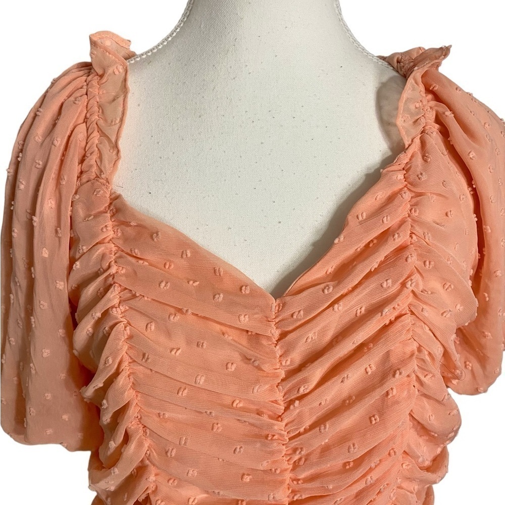 Curvy Girl by Ashley Stewart Orange Ruched Crop Top - Picture 3 of 13